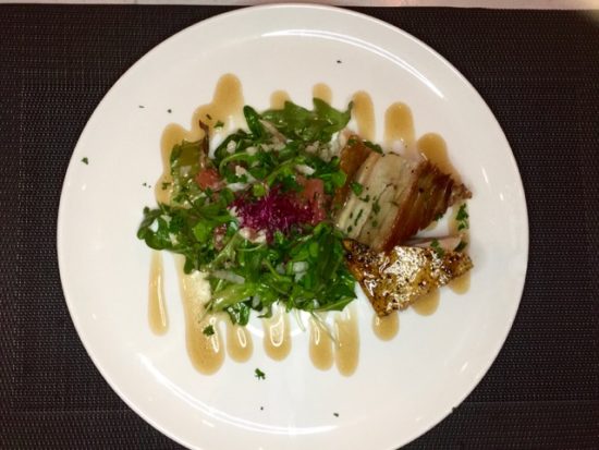 House Cured Pork Belly with Jicama, Grapefruit and Tamarind Gastriqué
